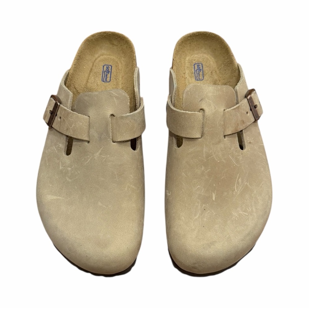 Birkenstock Boston Clogs Oiled Leather Taupe Size 39 Narrow